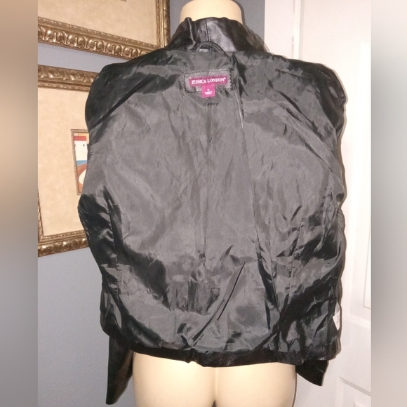 JESSICA LONDON OPEN LEATHER JACKET SZ 16 - Picture 8 of 10